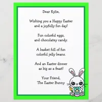 Whimsical Easter Bunny and Poem Kid's Letter Game