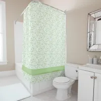 Modern Pale Mint Green Tropical Floral Pattern Shower Curtain