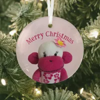 Aloha Sock Monkey(Girl) Glass Ornament