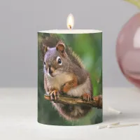 Saucy Red Squirrel in the Fir Pillar Candle