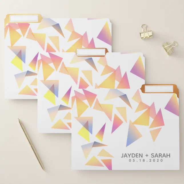 Thumbnail for Pastel Triangle Confetti on White Wedding File Folder