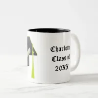 Graduation Black Cap Class of 20XX Add Name Two-Tone Coffee Mug