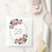 Pink Floral Elegant Gold Glitter Geometric Names Tea Bag Drink Mix