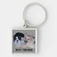 Best Friends Border Collie & German Shepherd Keychain