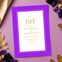 Trendy Pink, Purple, Black, and Gold Wedding Invitation