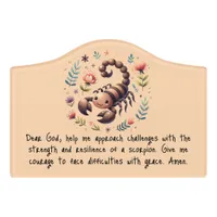 Kids Christian Prayer Woodland Scorpion on Peach | Door Sign