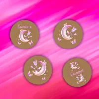 Pretty Pink- Moon, Butterfly, Floral - Monogram | Coaster Set