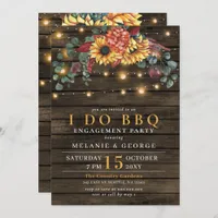 String Lights Sunflowers I DO BBQ Couples Shower   Invitation