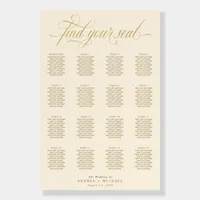 Elegant Calligraphy Gold Wedding Seating Chart Foam Board