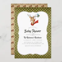 Retro Vintage Reindeer Christmas Baby Shower Invitation