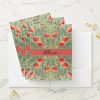 Glowing field of red poppies, personalizable  pocket folder