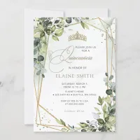 Rustic Calligraphy Greenery Eucalyptus Quinceanera Invitation