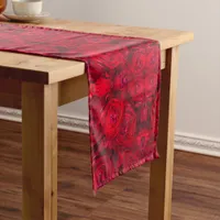 Red rose blossoms with dewdrops - photograpy short table runner