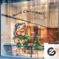 Cheeky Christmas Troll and Tree Delight  Window Cling