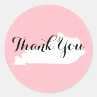 Pink White and Black Kentucky Wedding Thank You Classic Round Sticker