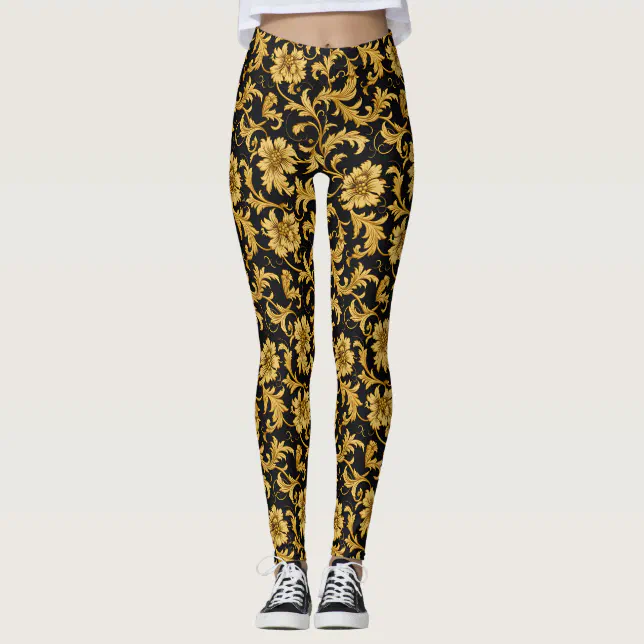 Black Gold Classy Elegant Pattern Leggings