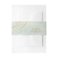 Fine Lines Gold Abstract Wedding V1 Sage ID867 Invitation Belly Band
