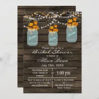 rustic barnwood maple mason jar fall bridal shower invitation