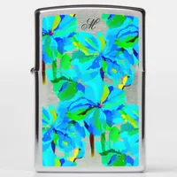 Sublime Himalayan Poppy Aqua Green Floral Pattern Zippo Lighter