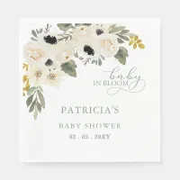 Sage Baby in Bloom Ivory Floral Girl Baby Shower Napkins