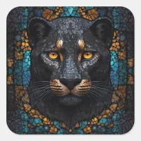 Mosaic Majesty: The Black Panther Square Sticker