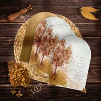 Watercolor Landscape Autumn Gold Arch ID786 Invitation