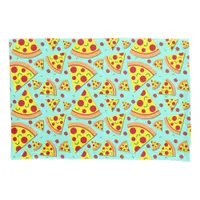 Pepperoni Pizza Slices on Blue Food Patterned Boys Pillow Case