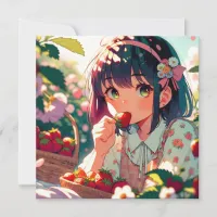 Cute Anime Girl Eating Strawberries | Summer Day