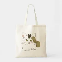 Cute Cat Line Art - Meow is the Time Tote Bag