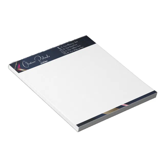 Elegant Abstract Gold Blue Pink Notepad