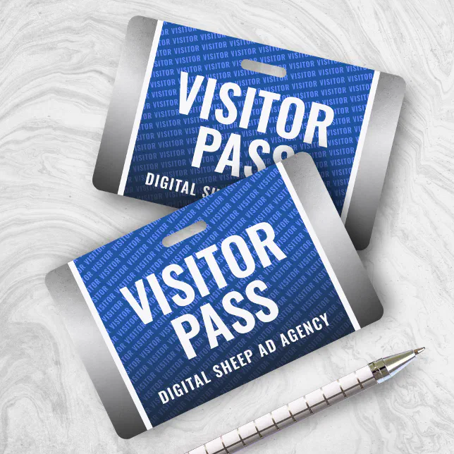 Corporate Royal Blue & Steel Visitor Pass Badge