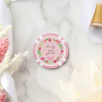 Elegant Pink Floral Wreath Light Pink Wedding Poker Chips