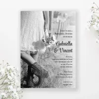 Bride, Cowboy Boots, Sunflowers Rehearsal Dinner Invitation