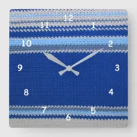 Crochet pattern - blue stripes square wall clock