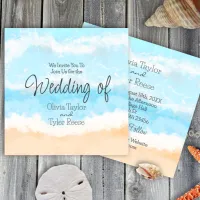 Blue Ocean Coastal Wedding Elegant Invitation