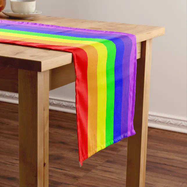 Rainbow Stripes Short Table Runner