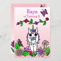 Rainbow Unicorn Whimsical Birthday Invitation