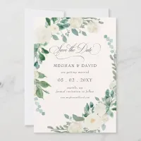 Elegant Boho Summer Spring Ivory Floral Wedding Save The Date