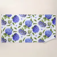 Blue Hydrangeas Beach Towel