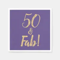 Elegant Purple "50 & Fab!" 50th Birthday Party Napkins