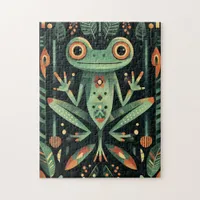 Geometric Green Frog Jigsaw Puzzle