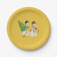 Vintage Snow People Christmas Paper Plates