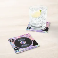 Customizable Disco Wedding Square Paper Coaster