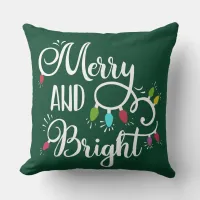 merry and bright holiday lights throw pillow