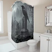 Dark Moody Gothic Crow – Haunting Bathroom Décor Shower Curtain