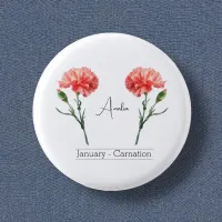 January Birth Month Flower Carnation Button