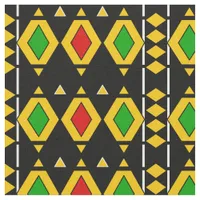 Rasta Flag Colored African Geometric Pattern Fabric