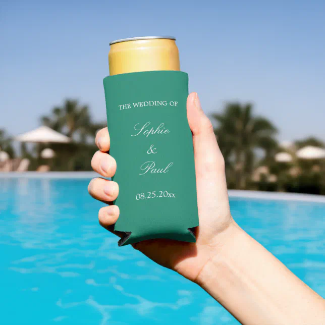 Emerald Green Wedding Seltzer Can Cooler