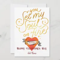 You Set My Soul On Fire Gold Gothic Heart Valentin Holiday Card