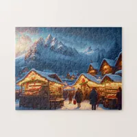 Christmas market in the mountains - custom jigsaw puzzle